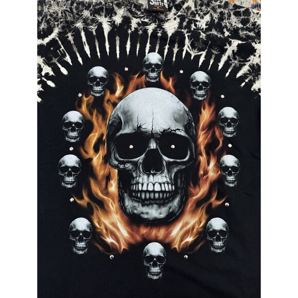 Skull‎ Shirtz Studded Y2K Crewneck Short Sleeve Skull Shirt Size XL - Picture 1 of 6